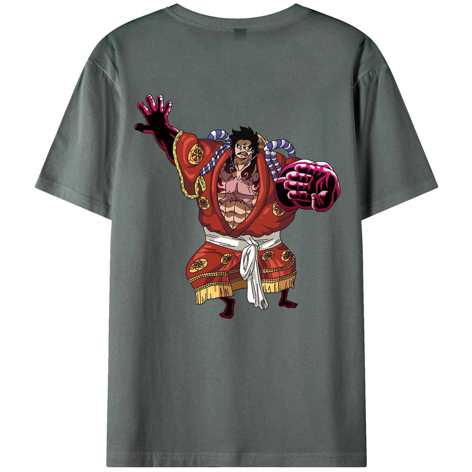 ワンピース モンキー・D・ルフィ ONE PIECE Monkey D. Luffy 綿100％ メンズ半袖Tシャツ（バックプリント） 通気性
